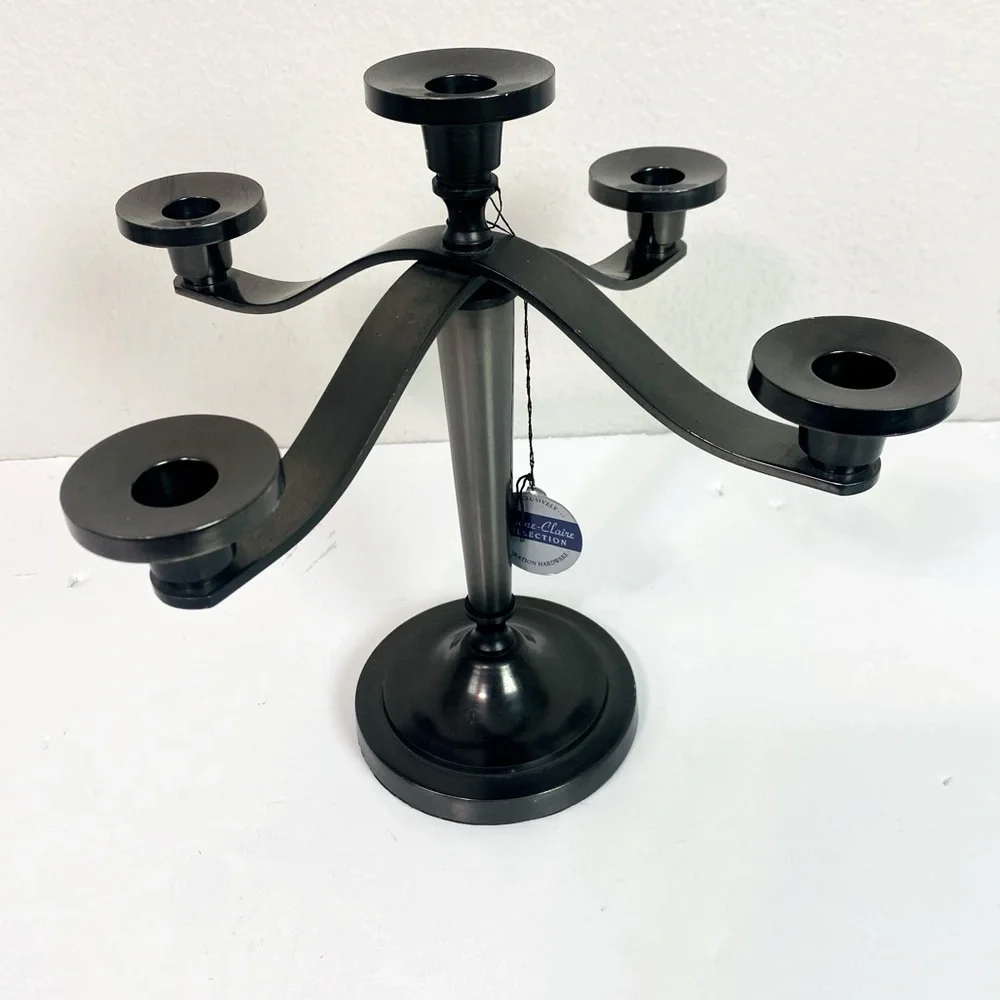 Restoration Hardware Black Five-Arm Metal Candle Holder